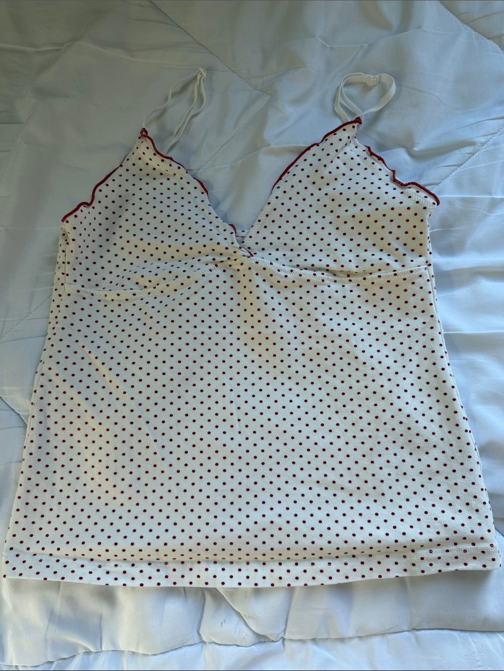 Brandy Melville White Camisole with Red Polka Dots